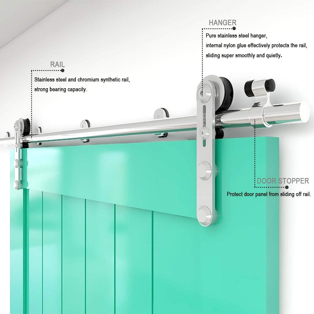 TSMST 183CM/6FT Sliding Door Track Barn Door Hardware Kit Closet Rail Roller Accessory Stainless Steel Material - Image 4