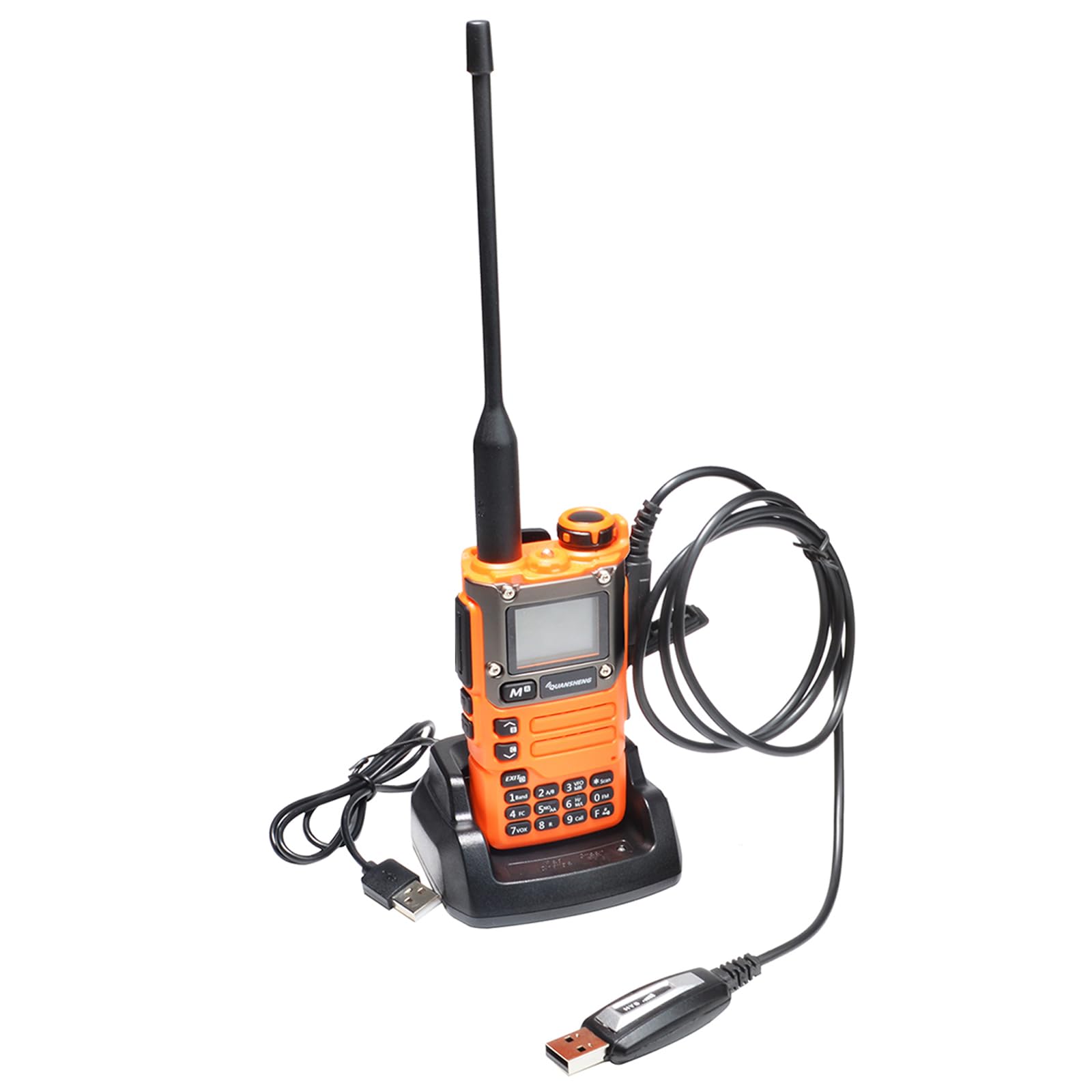 QUANSHENG UV-K6 5W Dual Band Two Way Radio UV-K5(8) with Programming Cable,Ham Handheld Long Range Walkie Talkie for Adults, AM/FM/DTMF Portable Radio Rechargeable with VOX (UV-K6 with cable)