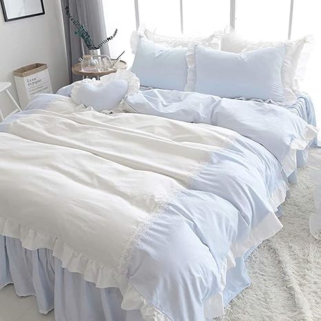 Amazon 寝具カバーセット シングル 姫系 掛け布団カバー3点セット レース フリル付き 綿100 かわいい おしゃれ 布団カバーセット ベッドシーツ 枕カバー 女の子 洋式セット インテリア プリンセス ベッドスカート 固定ヒモ付き 全開ファスナー プレゼント 洗濯可 Ykfn