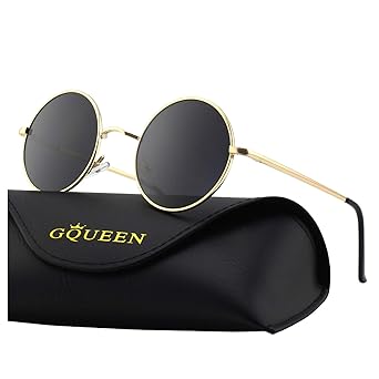 GQUEEN Klassische Lennon Runde Polarisierte Sonnenbrille mit UV400 Schutz MEZ1