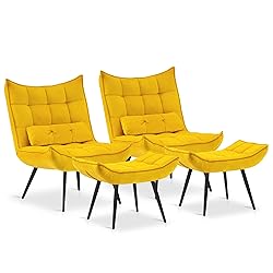 MCombo Accent Chair with Ottoman, Modern Velvet