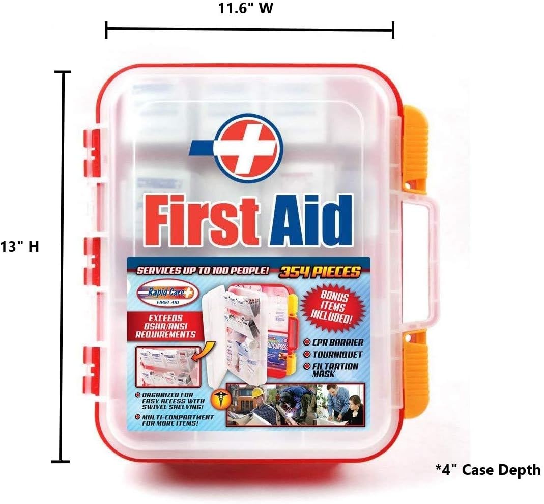 Rapid Care First Aid RC-BLMD-354 354 Piece ANSI/OSHA Compliant Emergency First Aid Kit, Wall Mountable, Multi Compartment with Easy Access Tilt Trays: Home Improvement