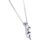 925 Sterling Silver Cat Necklace for Women, Dainty Climbing Kitty Pendant, Minimalist Animal Jewelry, Pet Memorial Keepsake for Cat Lovers