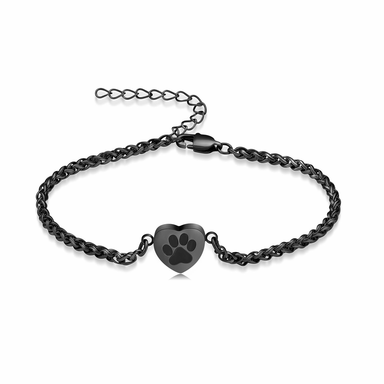 VCCWYQK Paw Print Heart Urn Bracelet for Ashes for Dog Cat Bangle Stainless Steel Memorial Keepsake Urn Jewelry for Pet Ashes