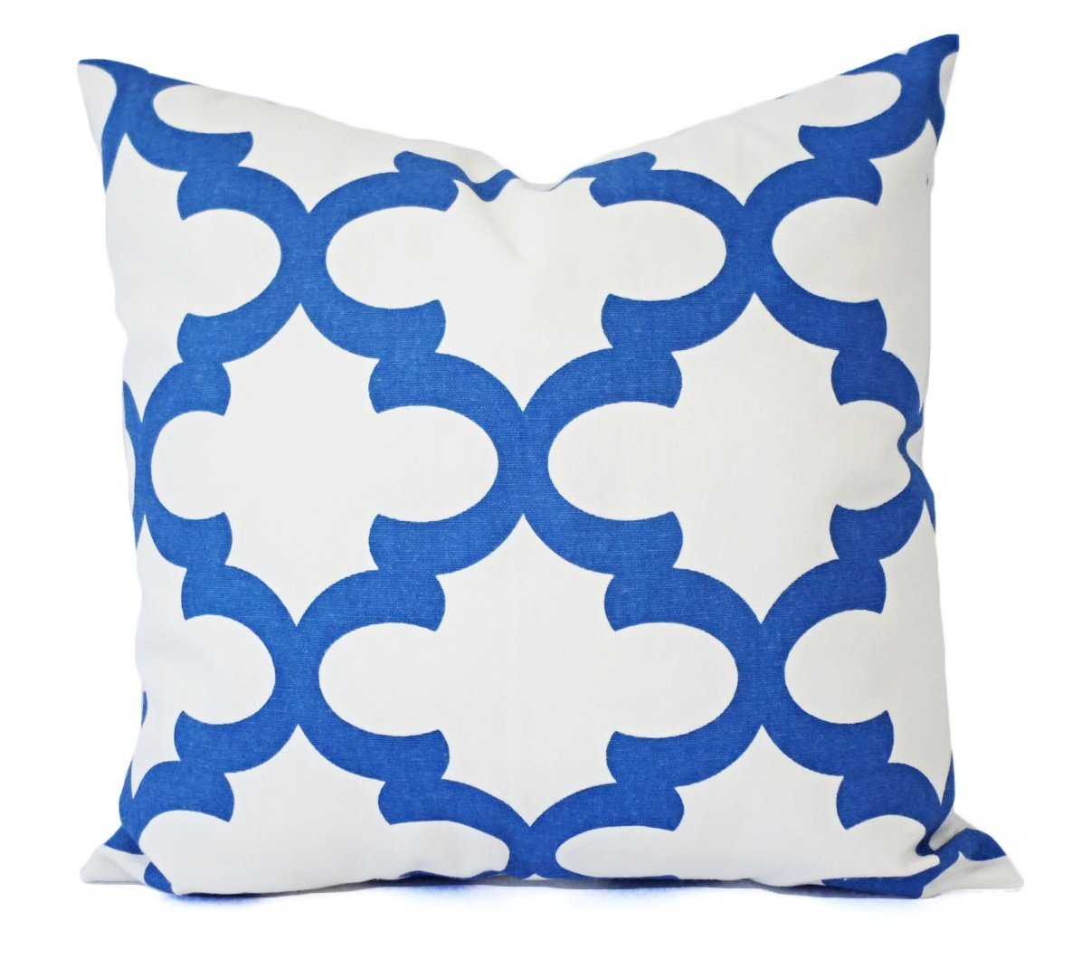 Cobalt Pillow Sham Royal Blue Pillow Cover Quatrefoil
