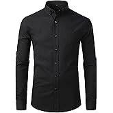 ZEROYAA Men's Hipster Casual Slim Fit Long Sleeve Button Down Oxford Shirts with Chest Pocket