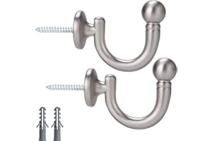 FDY Curtain Holdback Curtain Tiebacks Round Head Curtain Hooks,Wall Mounted Tieback Tassel Holder,Window Drapery Tiebacks Clothes Coat Hat Towel Hanger Holder, Set of 2，Satin Nickel