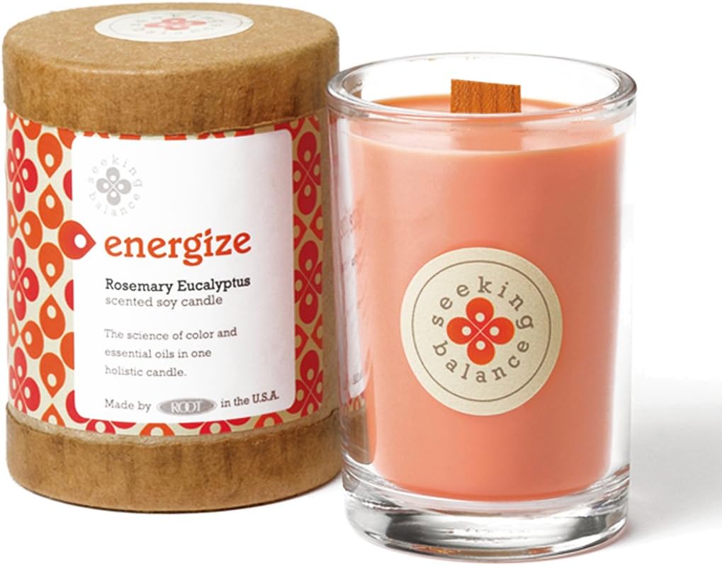 Root Candles Seeking Balance 6.5oz Rosemary Eucalyptus Energize Candle