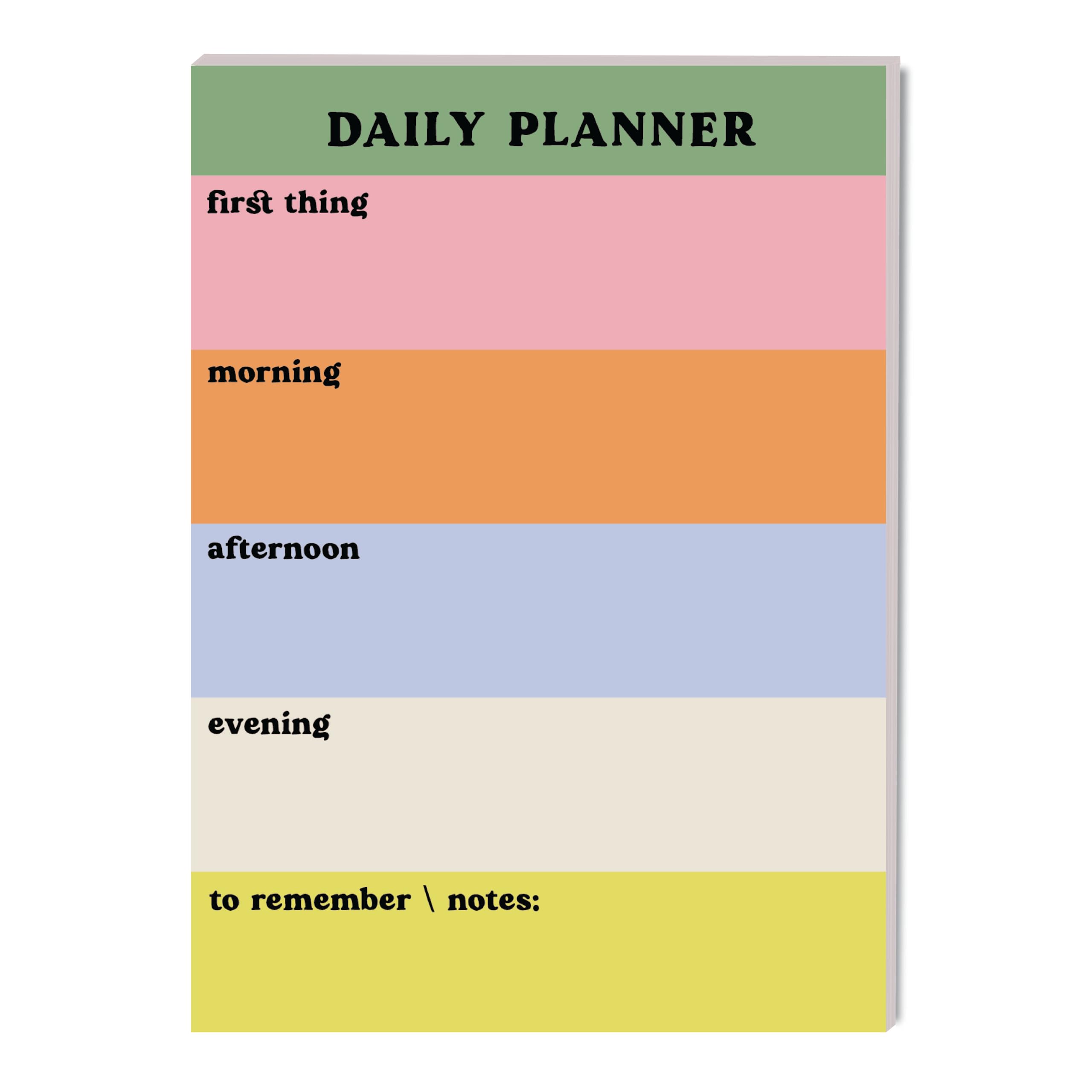 Good Tuesday, A5 Daily Planner Pad, Rainbow Colour Block Notepad - 52 Tear-Away Pages - Four Time Blocks, To Remember & Notes - Vegetable Based Ink, 115gsm Paper, 100% Recycled, UK Made