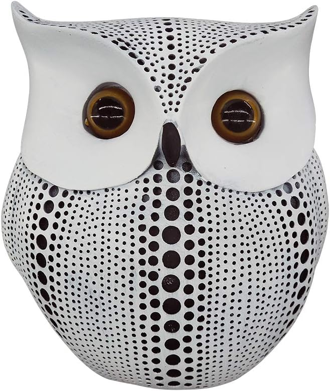 Amazon Com Artgenius Dots Owl Statue Small Animal Owl Figurines For Home Office Decor White Home Kitchen