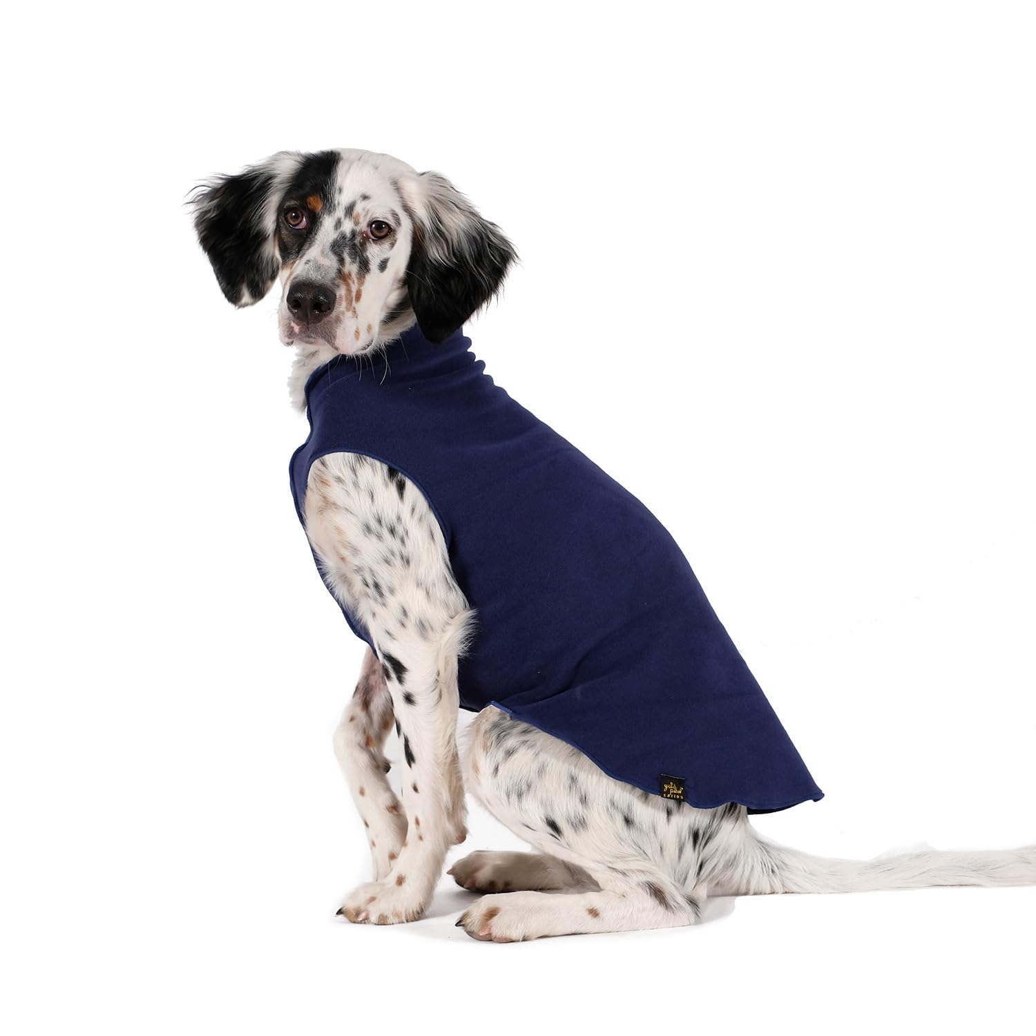 Gold Paw Stretch Fleece Dog Coat – Soft, Warm Dog Clothes, Stretchy Pet Sweater – Machine Washable, Eco Friendly – All Season – Sizes 2-33, Navy, Size 6