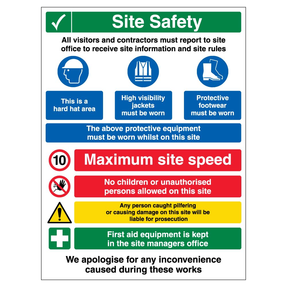 V Safety Maximum Site Speed - Correx® 450 x 600 mm Safety Sign
