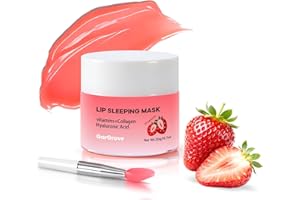 GarGrove Strawberry Lip Sleeping Mask, Lip Butter Balm for Deep Hydration, Lip Moisturizer for Dry Cracked Lips with Vitamins