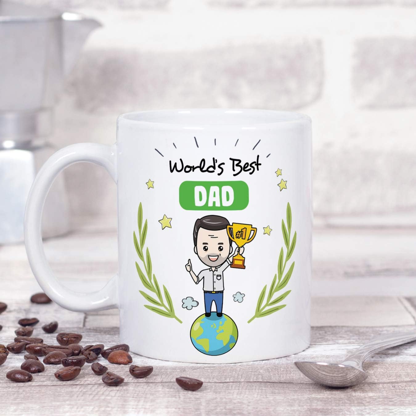 Mugffins Dad Mug - "World's Best Dad" - Coffee Daddy Mug for Breakfast/Fathers Day Gift/Birthday Present for Dad/Ceramic 11 oz - Image 3