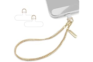 WaiYukllic Phone Charm Strap Metal Chain Wristlet for iPhone case Hands-Free Phone Wrist Strap with 2 Tether Tabs Anti Theft strap for Women & Girls Travelling & Parties(Gold)
