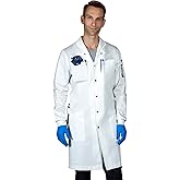 The Lab Coat Project - 100% Cotton Chemistry Men's 6-Pocket Long, Fitted with Snaps, Cuffed Sleeves, Howie Collar, & Belt