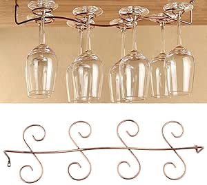 Soporte de metal para 8 copas de vino, para colgar debajo del gabinete