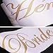 Xline Bride Bachelorette Party favors By Naughty Bachelorette SET White Veil Lace Bride to Be Sash Double Ribbon Cascade Bridal Wedding Veil with Comb and Fun Gold Glasses