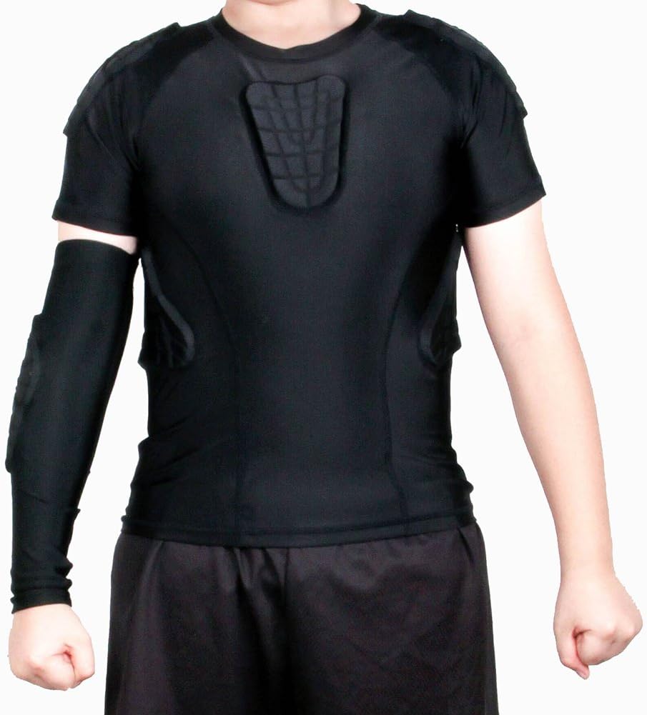 TUOYR Padded Shirt Youth Boys Padded Compression Sports Protective T-Shirt Rib Chest Protector Extreme Exercise : Sports & Outdoors