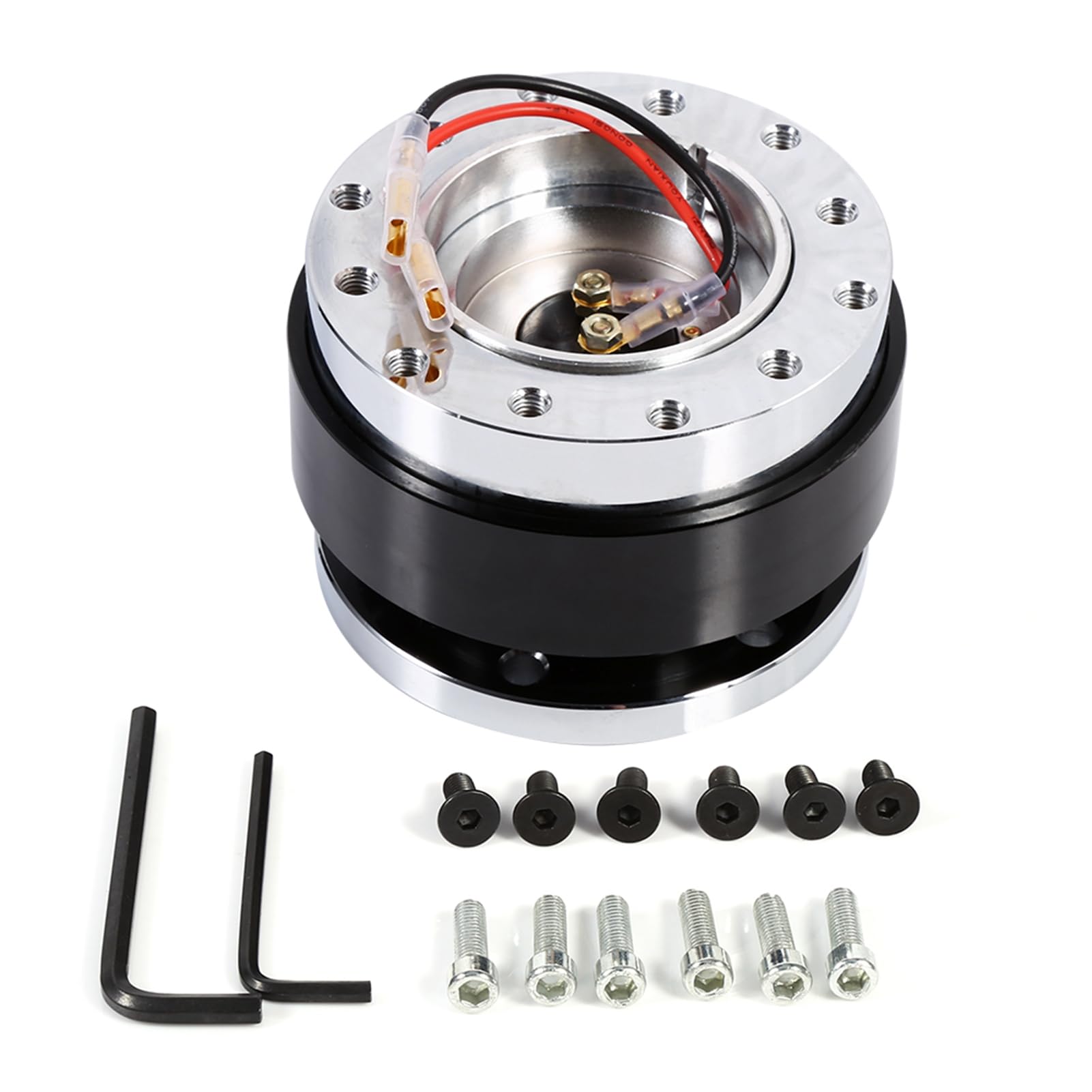 Steering Wheel Quick Release Hub Adapter, Universal 6 Hole Car Aluminum Wheel Hub Adapter Snap Off Kit (Black)