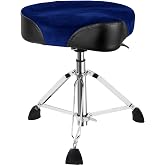AKLOT Saddle Drum Throne, Hydraulic Drum Throne, Heavy Duty Drum Seat, Height Adjustable Suede Drum Chair, Motorcycle Style Drum Stool for Adults Drummers Dark Blue