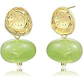 JA.S.JR 14K Gold Plated Candy Colors Resin Dangle Earrings for Women | Sterling Silver Post Hypoallergenic Chunky gold Earrings | Minimalist Everyday Jewelry