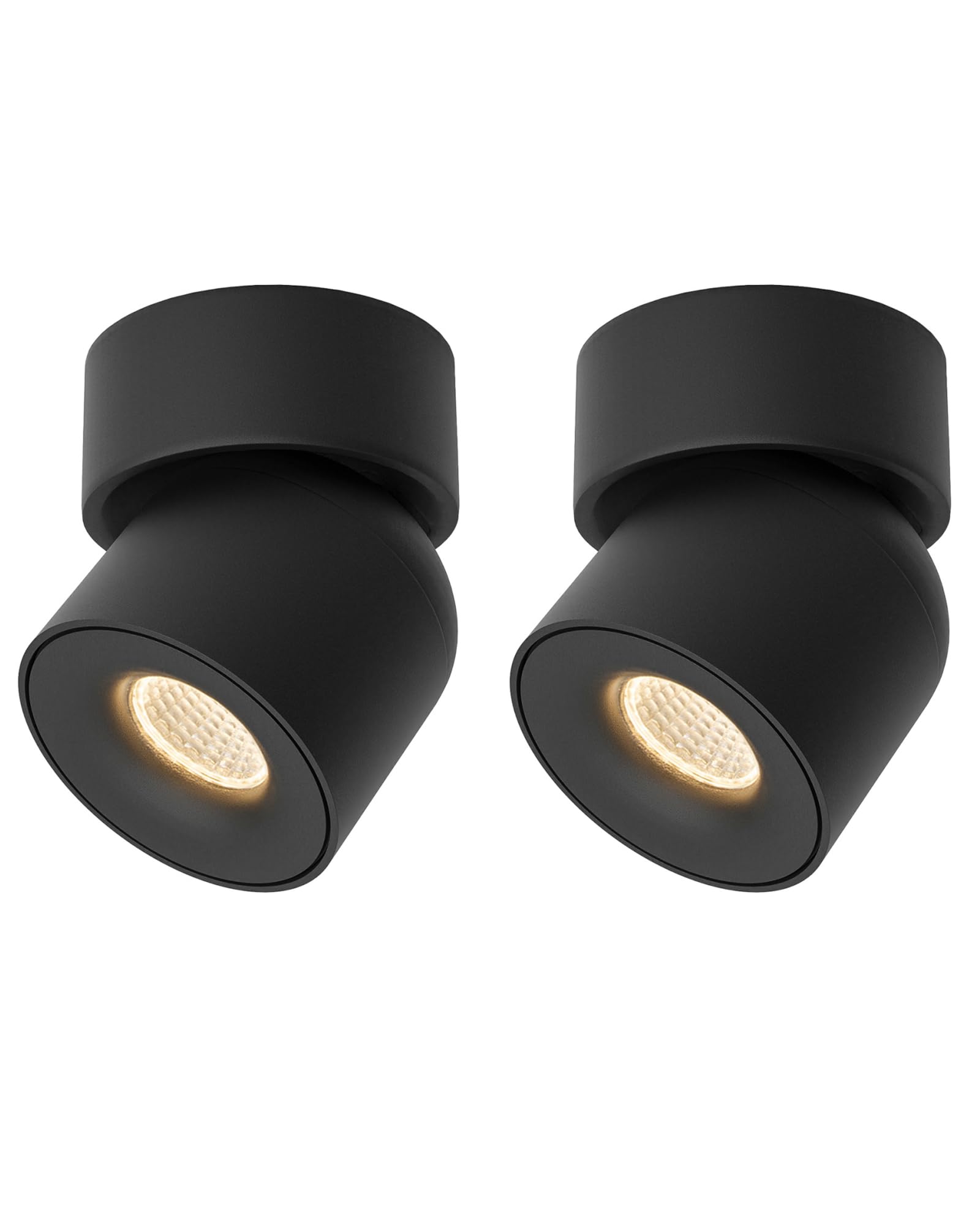 Aisilan 2 Pack Black Spotlights Indoor, Dimmable LED 7W Single Rotatable Ceiling Spot Light Aluminum Warm White Surface Mount Spotlights for Bedroom Living Room Corridor — image 1