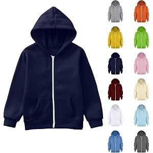 Qxutpo Kids Zip Up Hoodie School Uniform Boys Girls Zipper Sweatshirt Oversized Y2K Fall Hooded Jackets Preppy Clothes
