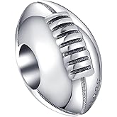 Amoony Beads USA Football Charm 925 Sterling Silver Rugby Ball Charm for Bracelets