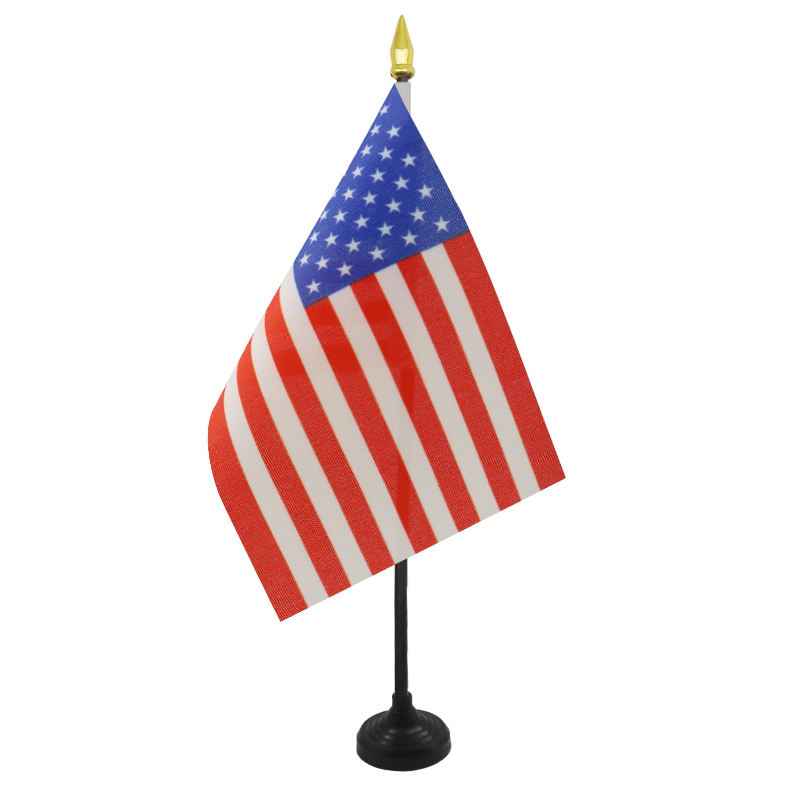 AZ FLAG - United States Table Flag 4'' x 6'' - American Mini Desk Flag 100% Polyester 15 x 10 cm - Office Mini Banner with 10'' Pole - Golden Spear