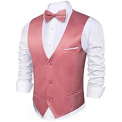 Barry.Wang Mens Rose Gold Formal Suit Vest V-neck