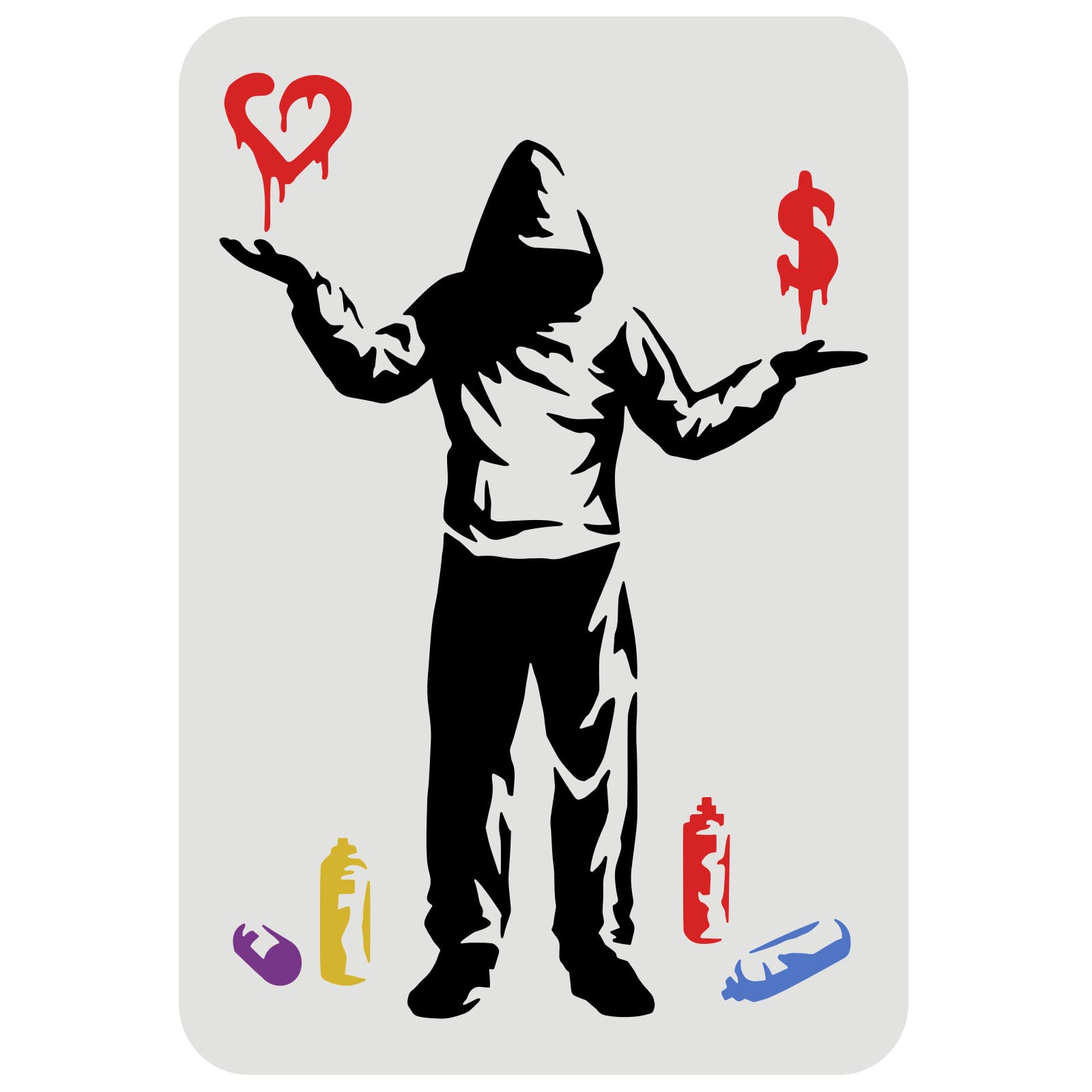 FINGERINSPIRE Banksy Stencil 29.7x21cm Reusable Banksy Love or Money Stencils Hoodie Man Pattern Drawing Stencil Decoration for Painting on Wall, Furniture, Wood and Paper
