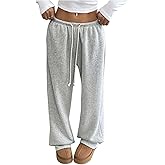 RoseSeek Women's Wide Leg Sweatpants Low Drawstring Waist Workout Track Pants Baggy Trousers
