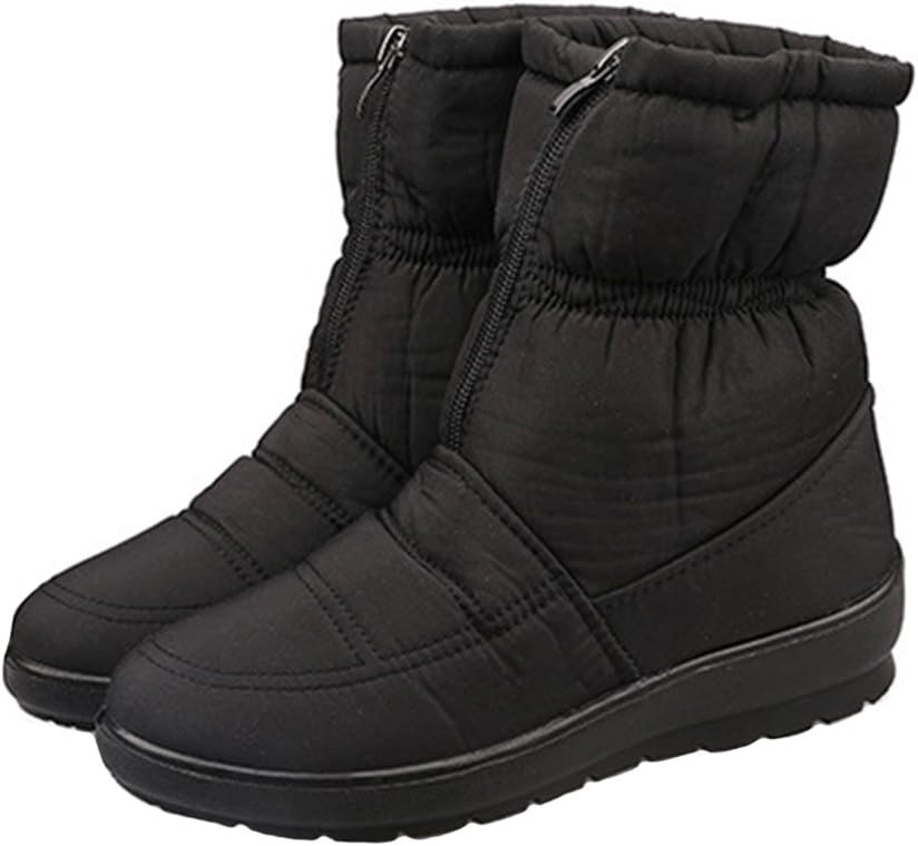 SFNLD Women's Warm Fully Fleece Lining Winter Shoes Snow Ankle Boots Black 8.5 B(M) US