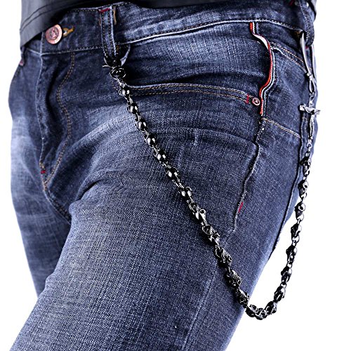 U7 men cool gothic skull punk jean chain trouser long w…