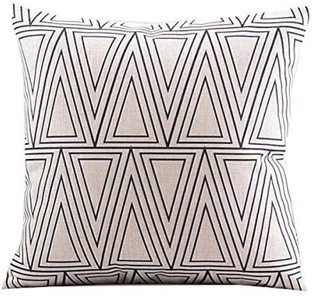 Create For-Life Cotton Linen Decorative Pillowcase Throw Pillow Cushion Cover Square 20" Retro White Solid Triangle
