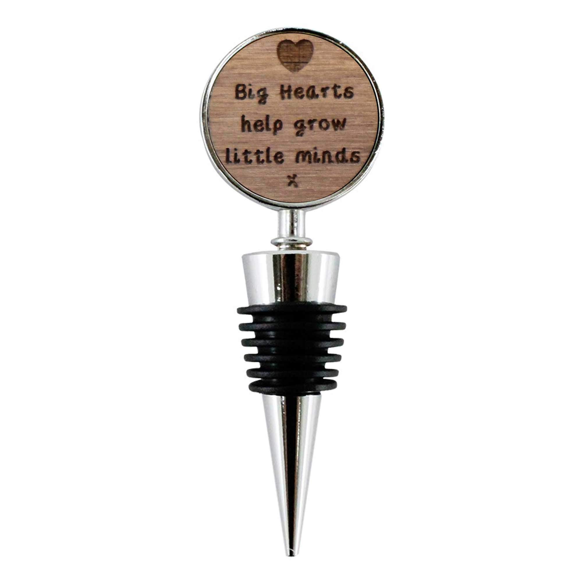 Jorvik Wood Teacher End of Term Gift, Big Hearts Help Grow Little Minds, Wine Bottle Stopper