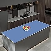 47.3''x23.6''(120cmx60cm) Extra Large Silicone Mat for Kitchen Counter, Heat Resistant Countertop Protector, Non-Slip Waterproof Kitchen Island Mat, Easy to Clean, Lake Blue