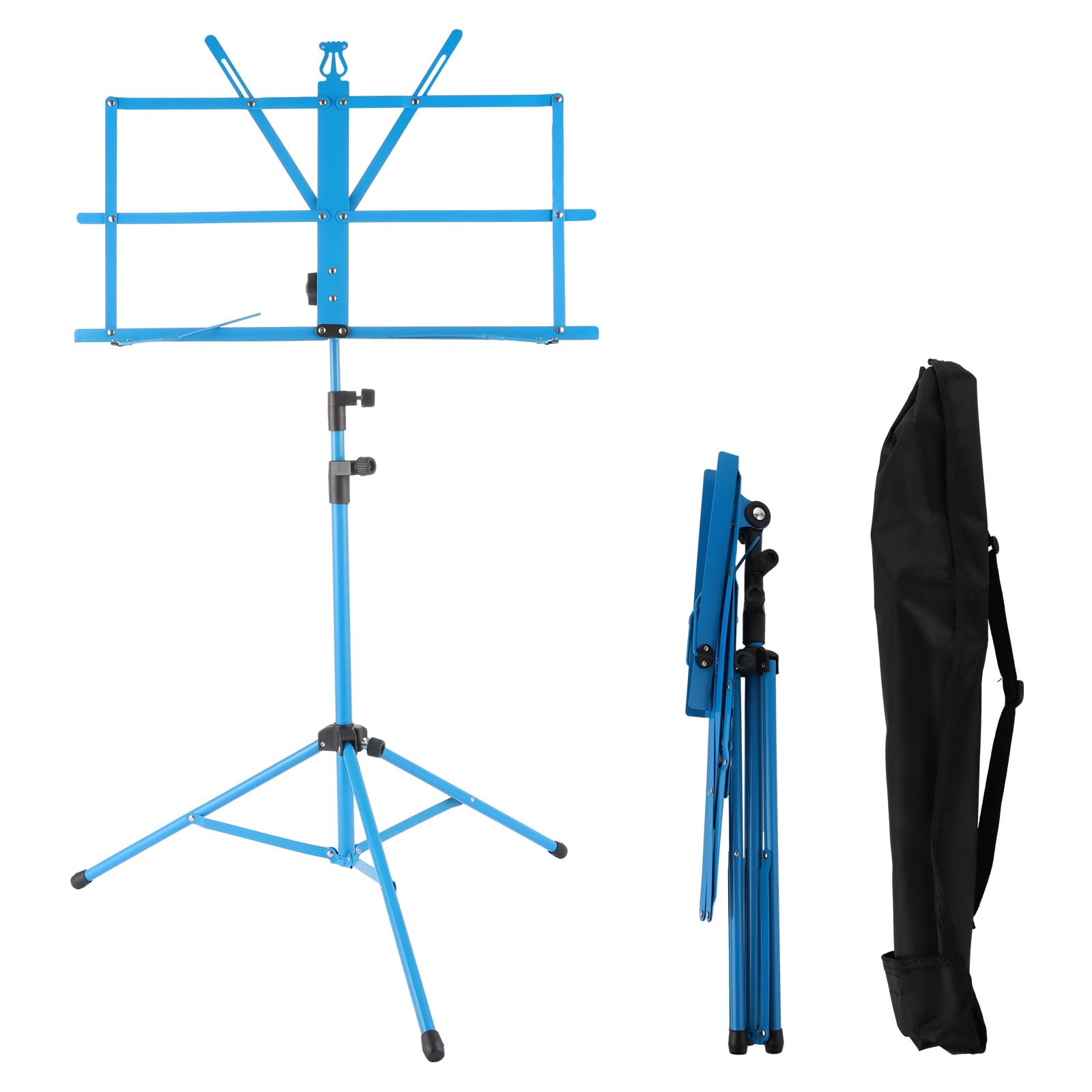 ASelected Sheet Music Stand Portable Travel Rack Musical Instrument Accessories, Sturdy Adjustable Height Lift Tripod Base Metal With Sheet Music Clip Bracket, With A Handbag (Blue) — image 1
