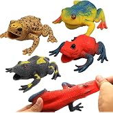 6 Pcs 4.5 Inch Frog Toys, Super Stretches Assorted Rubber Frog Sets with Material TPR,Realistic Frog Figure Toys for Boy Kids Bathtub Bath Time Toy, Decor for Your Animal Party, Birthdays Gift Choice