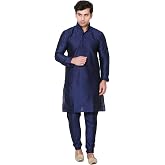 Maple Clothing Men's Art Silk Indian Kurta Set Wedding Wear Clothing