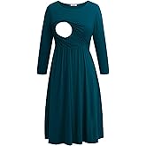 Smallshow Women's Maternity Nursing Dress 3/4 Sleeve Dress for Breastfeeding