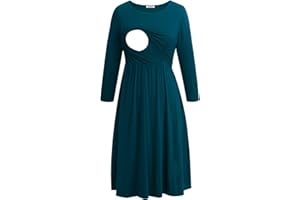 Smallshow Women's Maternity Nursing Dress 3/4 Sleeve Dress for Breastfeeding