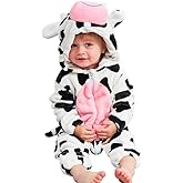 MICHLEY Unisex Baby Animal Costume Winter Autumn Flannel Hooded Romper Cosplay Jumpsuit