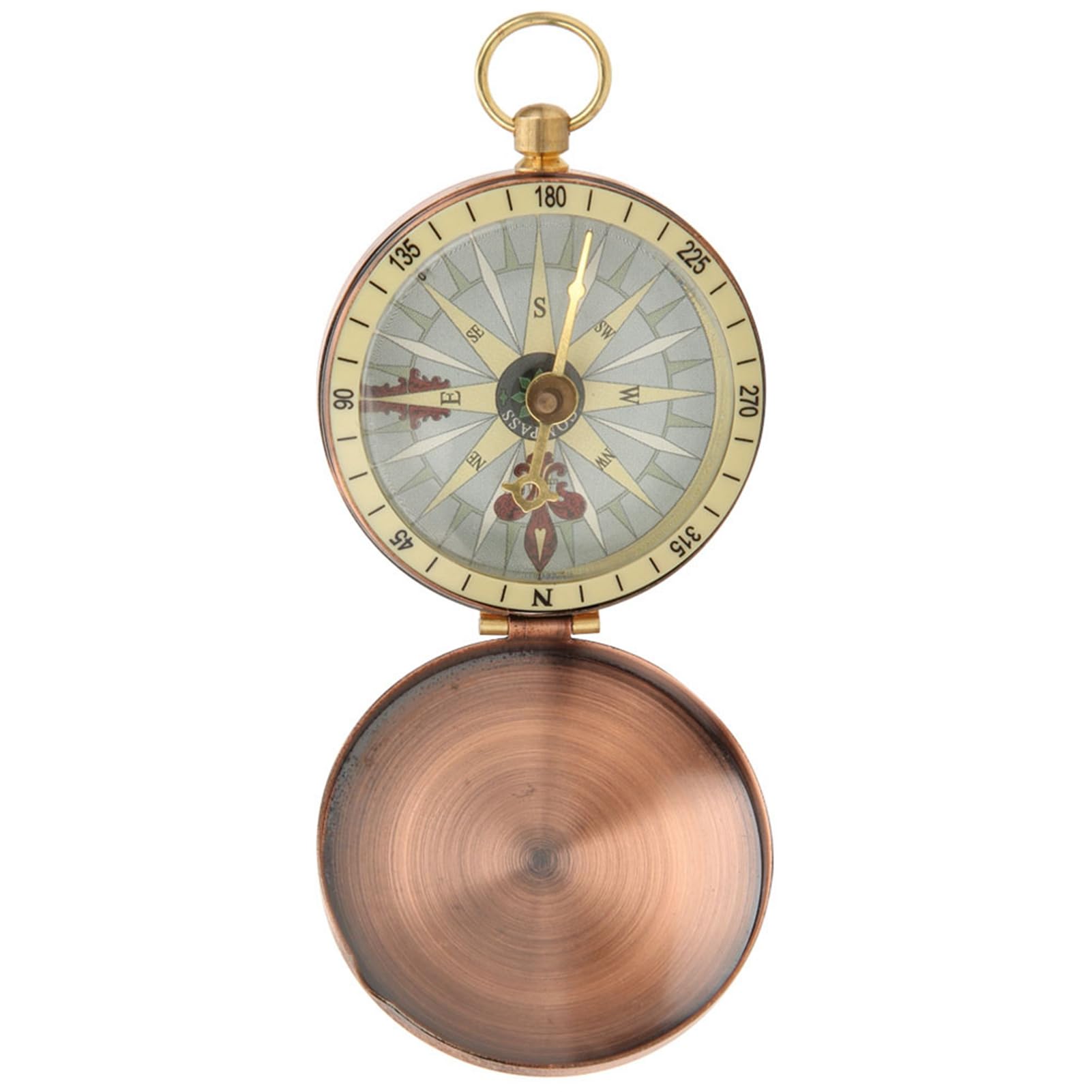 Metal Copper Flip Cover Pocket Watch Compass Vintage Compass Compact Durable Lightweight Sturdy Good Stability Portable for Outdoor Activities, Boating (compass)