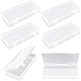 Thintinick 6 Pack Rectangular Clear Plastic Storage Containers Box with Hinged Lid for Beads and Other Small Craft Items (6.1 x 2.56 x 1.18 inch)