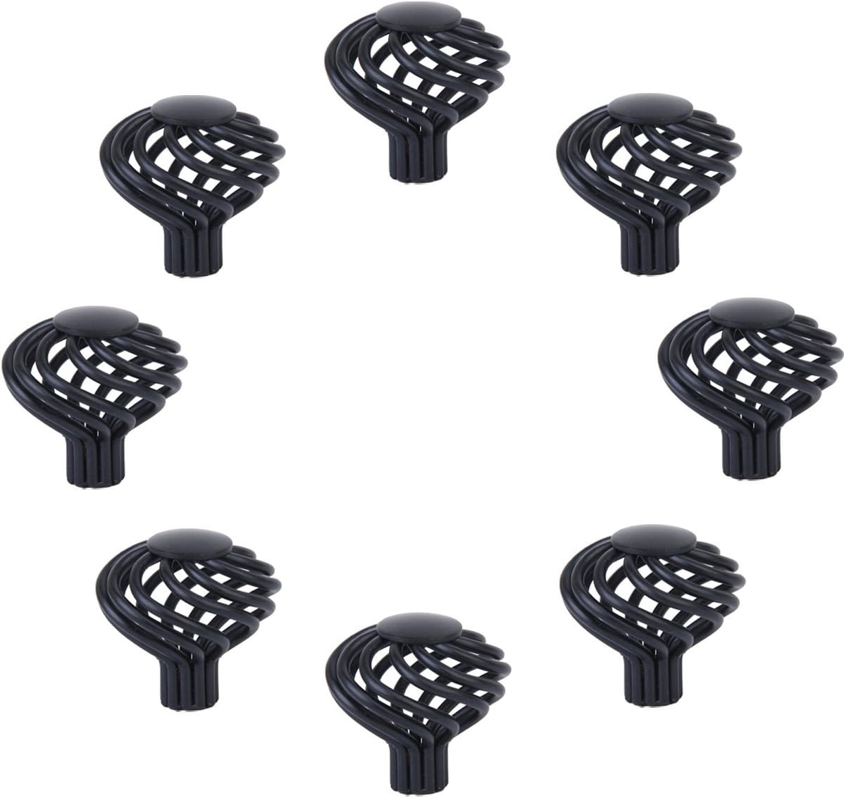 Creatwls8pcs Vintage Black Bird Cage Spiral Shape- Cabinet Door Knobs - Kitchen Wardrobe Dresser Pull Handle -Cupboard Drawer Cabinet Furniture Hardware