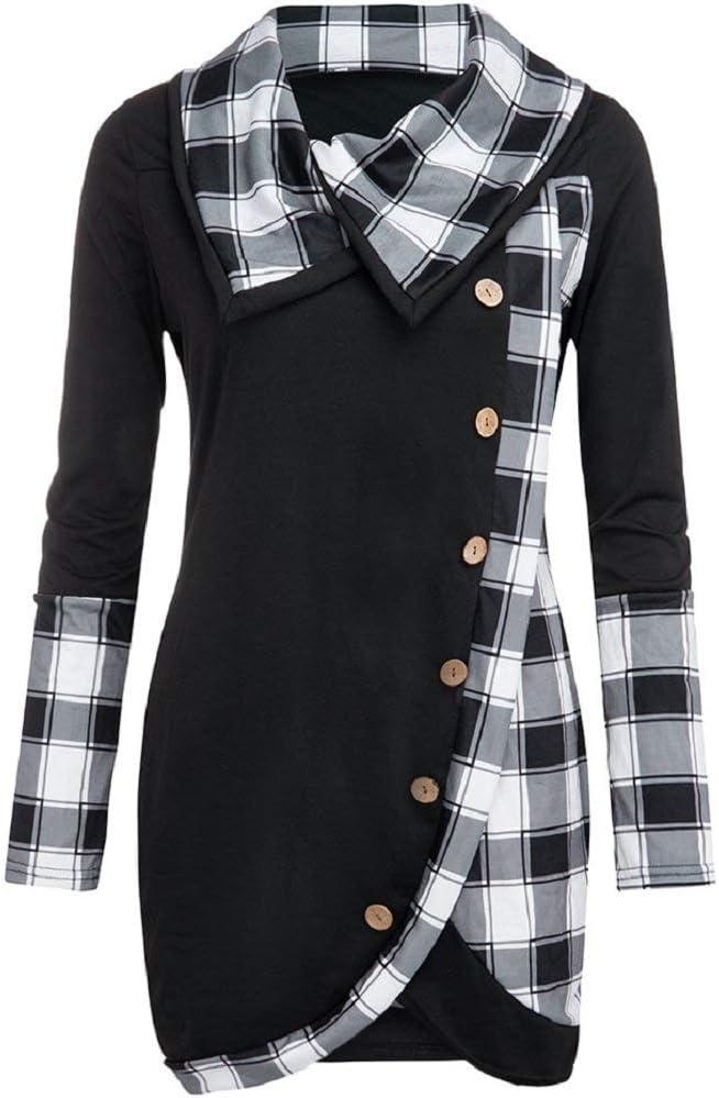 YEBIRAL Women Generous Street Clothing Keep Warm College Students Vintage Long Sleeve Turn-Down Collar Buttons Patchwork Sweatshirt Pullover