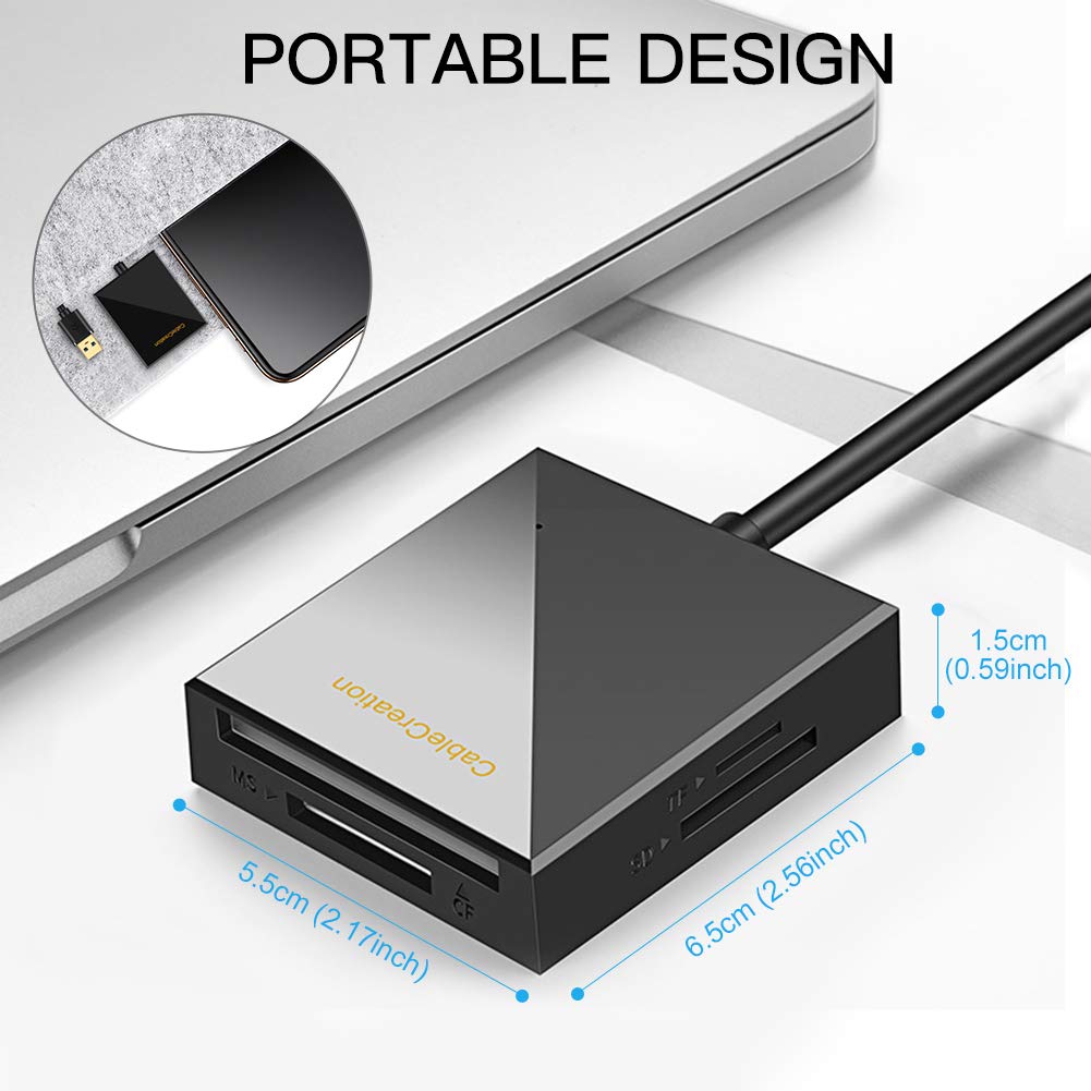 ULBRE SD Card Reader USB 3.0 5Gbps Multi-Card Adapter Read 4 Cards Simultaneously for Micro CF, CF, CFI, TF, MS, SD, SDXC, SDHC, Micro SD, Micro SDHC, Micro SDXC, MS PRO, MSD UO, MSD PRODUO