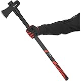 INTERTOOL 36-inch Steel Splitting Maul, Wood Chopping Axe, 6 lb / 2500 g, Shock Absorbing Fiberglass Handle with Sheath HT-02